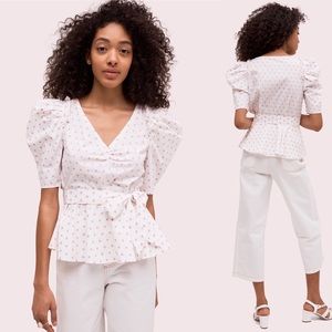 Kate Spade | Polka Dot Cotton Drape Blouse 8